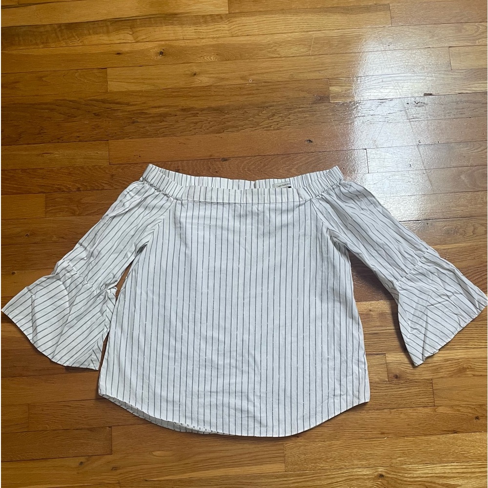 Pinstripe off the shoulder top